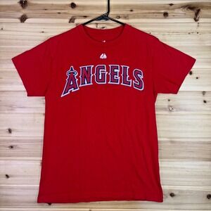 MLB Los Angeles Angels #5 The Machine Albert Pujols Red T-Shirt Womens Small